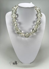 Jackie Brazil "Large spheres" Short Abstract Silver Flakes Necklace 50cm ( N2692 )