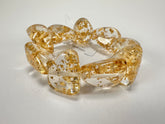 Jackie Brazil "Diamonds" Gold Flakes Flintstone Bone Bracelet ( B0211 )