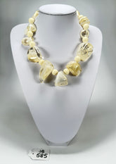 Jackie Brazil "Vesubio" Cream Marble Large Beads & Stones Necklace ( N1616 )