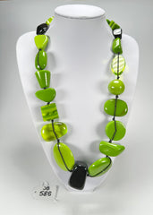 Jackie Brazil "Indiana" Light Green Multi-Bead Medium Resin 70cm Necklace ( N0033 )