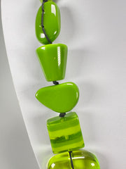 Jackie Brazil "Indiana" Light Green Multi-Bead Medium Resin 70cm Necklace ( N0033 )