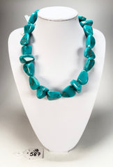 Jackie Brazil "Diamonds" Turquoise Flintstone Bone 55cm Necklace ( N0061 )