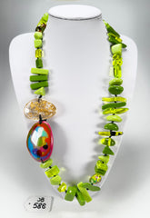 Jackie Brazil "Fusion" Light Green Mix Long 110cm Bead Necklace ( N0040 )