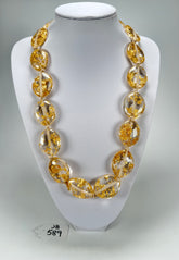 Jackie Brazil "Kathy" Gold Flakes Small Riverstones 70cm Necklace ( N3750 )