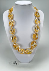 Jackie Brazil "Kathy" Gold Flakes Small Riverstones 70cm Necklace ( N3750 )
