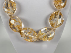 Jackie Brazil "Kathy" Gold Flakes Small Riverstones 70cm Necklace ( N3750 )