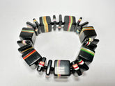 Jackie Brazil "Bar Code" Black & Liquorice Mix Squares Resin Bracelet ( B2201 )