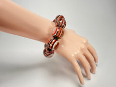 Jackie Brazil "Cat Eyes" Liquorice Allsorts Balls Orange Mix Resin Bracelet ( B0885 )