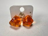 Jackie Brazil "Camille" Orange Transparent Abstract Resin Earrings ( E1053 )