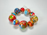 Jackie Brazil "Pebbles On Elastic" Kandinsky Resin Bracelet ( B2693 )