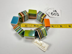 Jackie Brazil "Gala" Liquorice Half Rectangles On Elastic Winter Mix Bracelet ( B0778 )