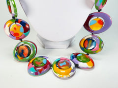 Jackie Brazil "Saturn" Kandinsky Disc & Cylinder Long 110cm Necklace ( N0067 )