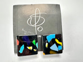 Jackie Brazil "Akbar" Art Deco Square Clip On Resin Earrings ( E3073 )