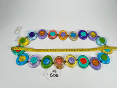 Jackie Brazil "Saturn" Transparent Paris Mix Disk and Cylinder Long 75cm Necklace ( N0065 )