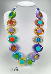 Jackie Brazil "Saturn" Transparent Paris Mix Disk and Cylinder Long 75cm Necklace ( N0065 )