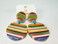 Jackie Brazil "Duo Stud" Liquorice Mix Colours Disk On Pin Resin Earrings ( E0520 )