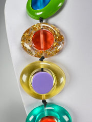 Jackie Brazil "Saturn" Transparent Paris Mix Disk and Cylinder Long 75cm Necklace ( N0065 )