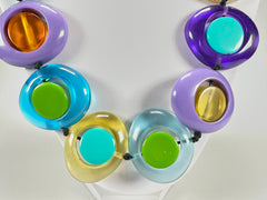 Jackie Brazil "Saturn" Transparent Paris Mix Disk and Cylinder Long 75cm Necklace ( N0065 )