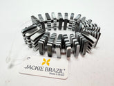 Jackie Brazil "Patricia" Liquorice Squares & Beads Black & White Mix Resin Bracelet ( B0192 )