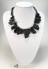 Jackie Brazil "Black Pieces" Charcoal Large Choker Necklace ( N2730 )