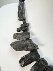Jackie Brazil "Black Pieces" Charcoal Large Choker Necklace ( N2730 )