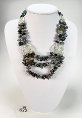 Jackie Brazil "Orient Express" 3 Strand Small Bead Grey Mix Long Choker Necklace ( N3532 )