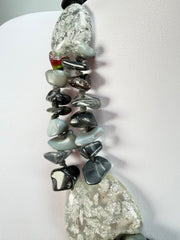 Jackie Brazil "Orient Express" 3 Strand Small Bead Grey Mix Long Choker Necklace ( N3532 )