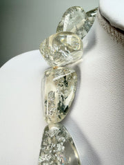 Jackie Brazil "Diamonds" Silver Flakes Flintstone Bone 55cm Necklace ( N0061 )
