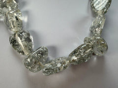 Jackie Brazil "Diamonds" Silver Flakes Flintstone Bone 55cm Necklace ( N0061 )