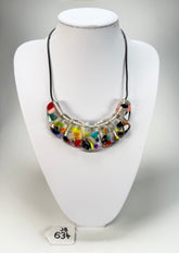 Jackie Brazil "Bella" Cascade 7 Piece on Leather Cord Choker Necklace ( N0035 )