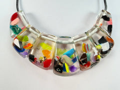 Jackie Brazil "Bella" Cascade 7 Piece on Leather Cord Choker Necklace ( N0035 )