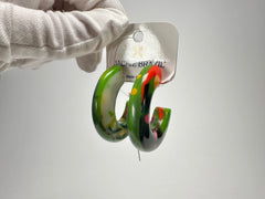 Jackie Brazil "Lucia" Kandinsky Thick Half Hoop On Pin Resin Earrings ( E0035 )