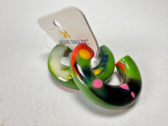 Jackie Brazil "Lucia" Kandinsky Thick Half Hoop On Pin Resin Earrings ( E0035 )