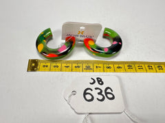 Jackie Brazil "Lucia" Kandinsky Thick Half Hoop On Pin Resin Earrings ( E0035 )