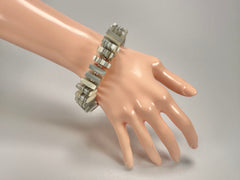 Jackie Brazil "Patricia" Liquorice Squares & Beads Spring Cream Mix Resin Bracelet ( B0192 )