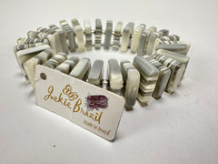 Jackie Brazil "Patricia" Liquorice Squares & Beads Spring Cream Mix Resin Bracelet ( B0192 )