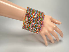 Jackie Brazil "Clarissa"" Liquorice Thin Rectangles Spring Mix Elasticated Bracelet ( B2335 )