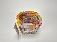 Jackie Brazil "Clarissa"" Liquorice Thin Rectangles Spring Mix Elasticated Bracelet ( B2335 )