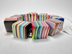 Jackie Brazil "POP" Liquorice Mix Colours Small Cubes Bracelet ( B0224 )