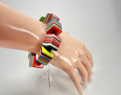 Jackie Brazil "POP" Liquorice Mix Colours Small Cubes Bracelet ( B0224 )