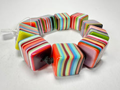 Jackie Brazil "POP" Liquorice Mix Colours Small Cubes Bracelet ( B0224 )