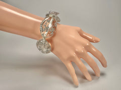 Jackie Brazil "Kathy" Silver Flakes Small Riverstones Bracelet ( B0800 )