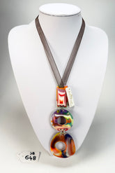 Jackie Brazil "Luzia" Kandinsky Tropicalia Resin Necklace on Silk Cord ( N2357 )