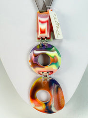 Jackie Brazil "Luzia" Kandinsky Tropicalia Resin Necklace on Silk Cord ( N2357 )