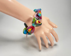 Jackie Brazil "Diamonds" Kandinsky Flintstone Bone Bracelet ( B0211 )