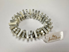 Jackie Brazil "Patricia" Liquorice Squares & Beads Spring Cream Mix Resin Bracelet ( B0192 )