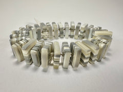 Jackie Brazil "Patricia" Liquorice Squares & Beads Spring Cream Mix Resin Bracelet ( B0192 )