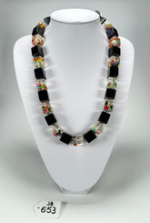 Jackie Brazil "POP" Black & Cascade Liquorice Small Cubes 65cm Necklace ( N0046 )