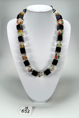 Jackie Brazil "POP" Black & Cascade Liquorice Small Cubes 65cm Necklace ( N0046 )