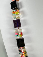 Jackie Brazil "POP" Black & Cascade Liquorice Small Cubes 65cm Necklace ( N0046 )